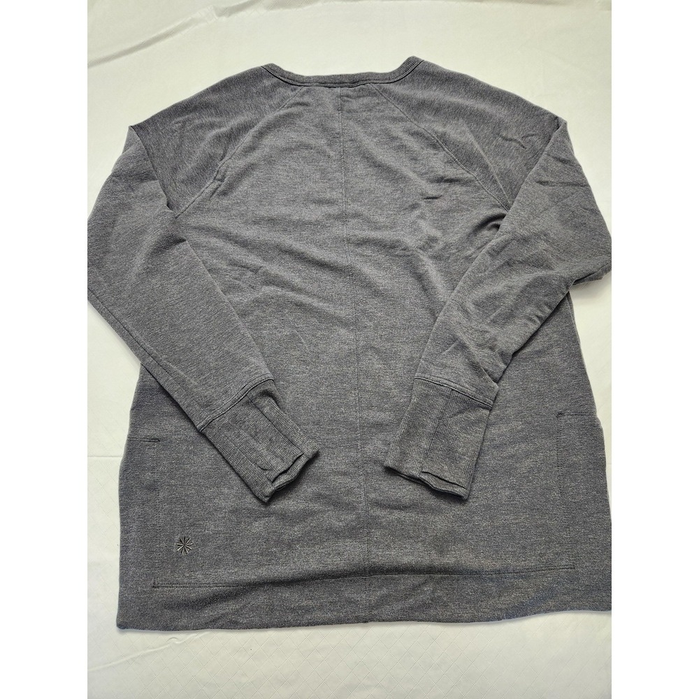 Athleta Sweatshirt Tunic Womens M Gray Raglan Long Sleeve Thumbholes Fleece - Picture 10 of 14